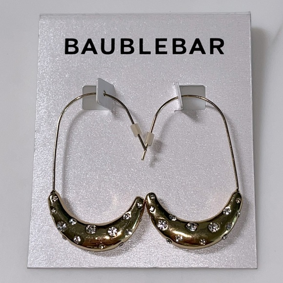 BaubleBar Jewelry - NWT Baublebar Gold Rhinestoned Half Hoop Earrings